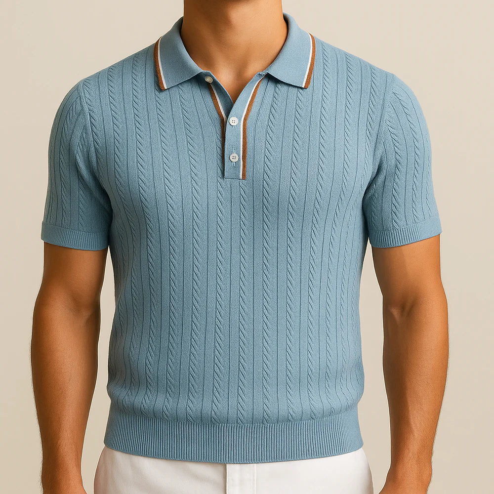 Men’s Ribbed Knit Polo Shirt