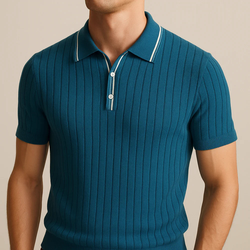Men’s Ribbed Knit Polo Shirt
