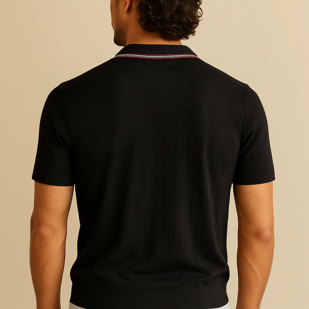 Men’s Ribbed Knit Polo Shirt