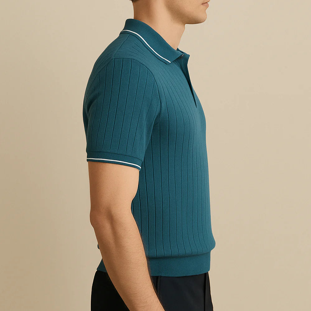Men’s Ribbed Knit Polo Shirt