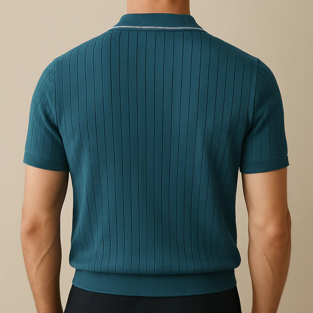 Men’s Ribbed Knit Polo Shirt