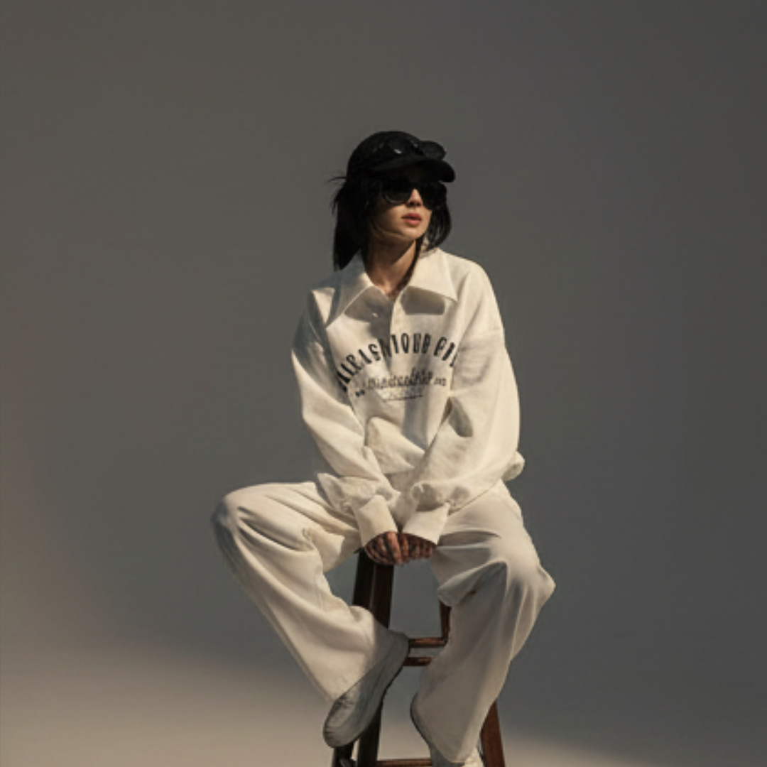 White Oversized Sweatshirt & Trouser Set